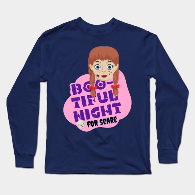 Creepy Doll: Boo-tiful Night for Scare Long Sleeve T-Shirt by 45 Creative Club